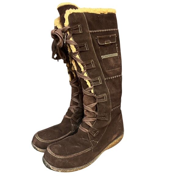 Timberland Boot Womens 8.5 Earthkeeper Granby Brown Suede Tall Sherpa Waterproof - Picture 1 of 9